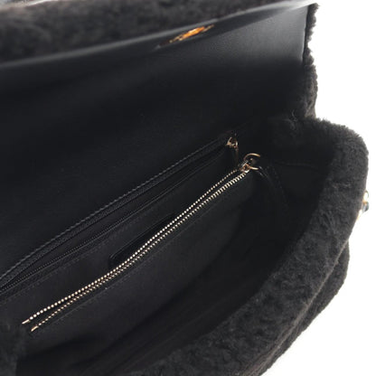 Black Chanel Medium Shearling Coco Top Handle Bag Satchel