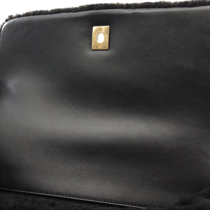 Black Chanel Medium Shearling Coco Top Handle Bag Satchel