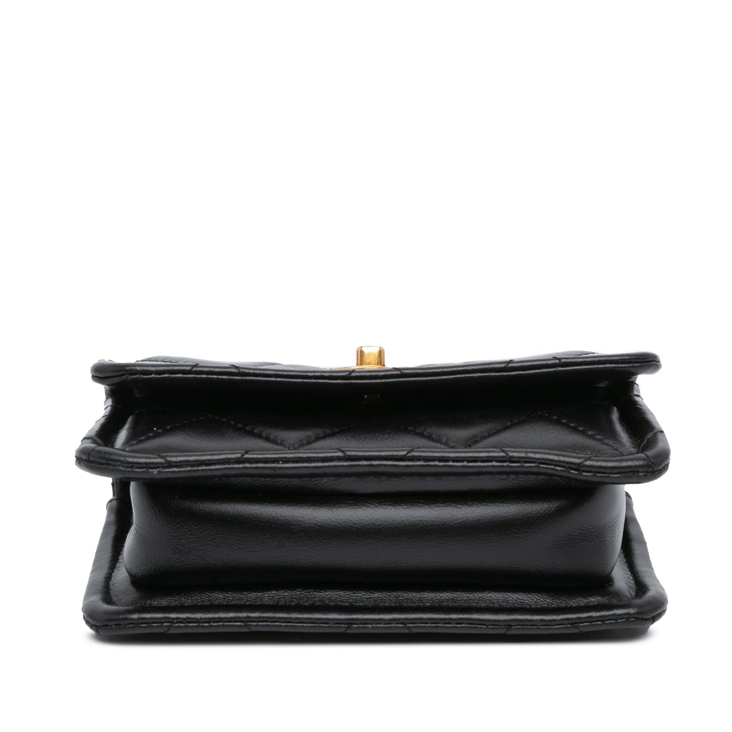 Black Chanel Mini Lambskin Button On Top Flap Satchel