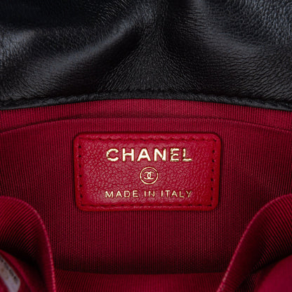 Black Chanel Mini Lambskin Button On Top Flap Satchel