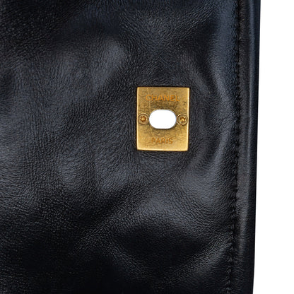 Black Chanel Mini Lambskin Button On Top Flap Satchel