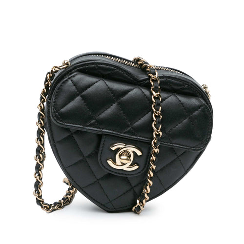 Black Chanel Mini Lambskin CC in Love Heart Crossbody