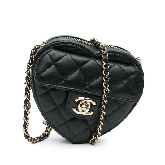 Black Chanel Mini Lambskin CC in Love Heart Crossbody