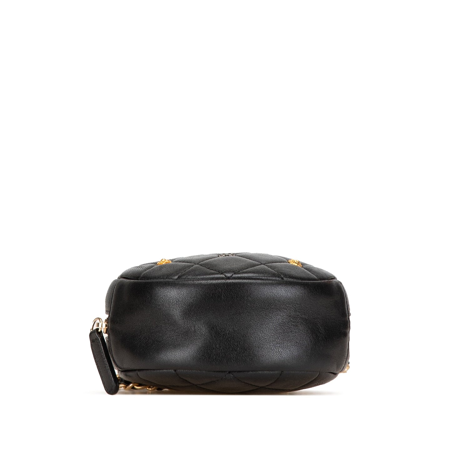 Blue Chanel Quilted Lambskin Lucky Charms Round Clutch with Chain Crossbody Bag