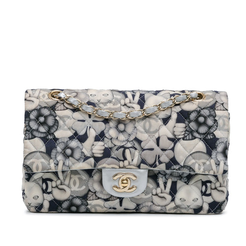 Chanel Sac Medium Classic Nylon Cat Emoticon Double Flap