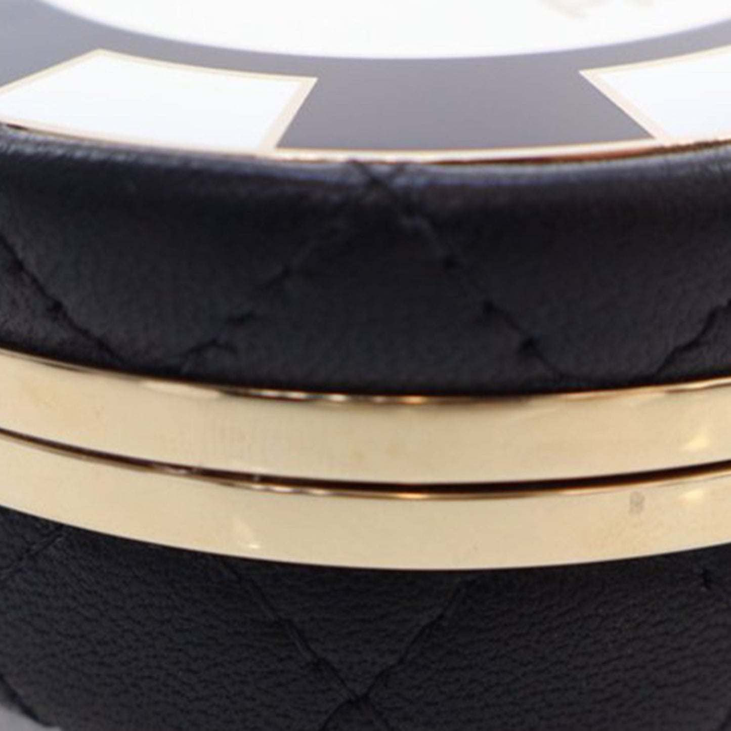 Black Chanel Enamel and Quilted Lambskin Round Poker Chip Clutch with Chain Crossbody Bag