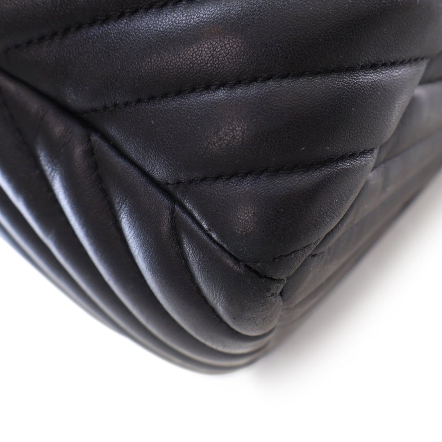 Black Chanel Chevron Calfskin Urban Spirit Bucket Bag