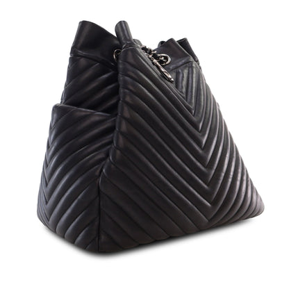 Black Chanel Chevron Calfskin Urban Spirit Bucket Bag