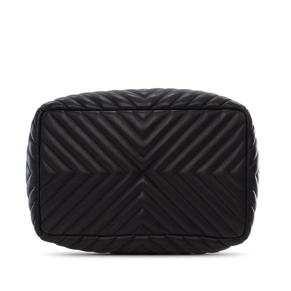 Black Chanel Chevron Calfskin Urban Spirit Bucket Bag