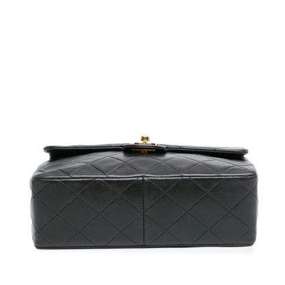 Black Chanel Square Classic Quilted Lambskin Flap Crossbody Bag