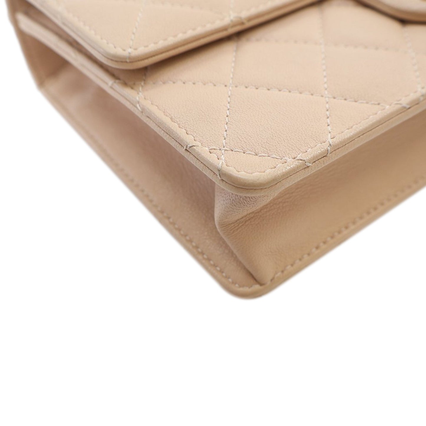 Beige Chanel Medium Quilted Goatskin Chic Pearls Flap Crossbody Bag