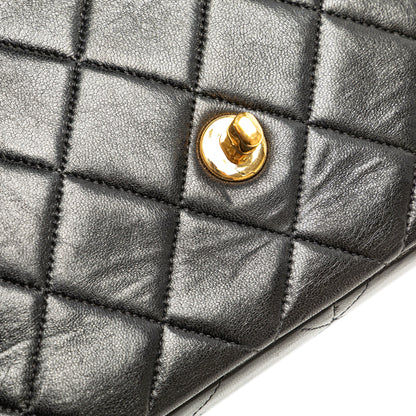 Black Chanel Medium Quilted Lambskin Border Single Flap Shoulder Bag