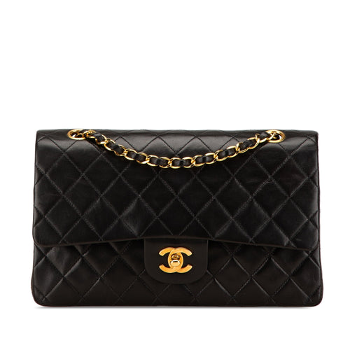 Black Chanel Medium Classic Lambskin Double Flap Shoulder Bag