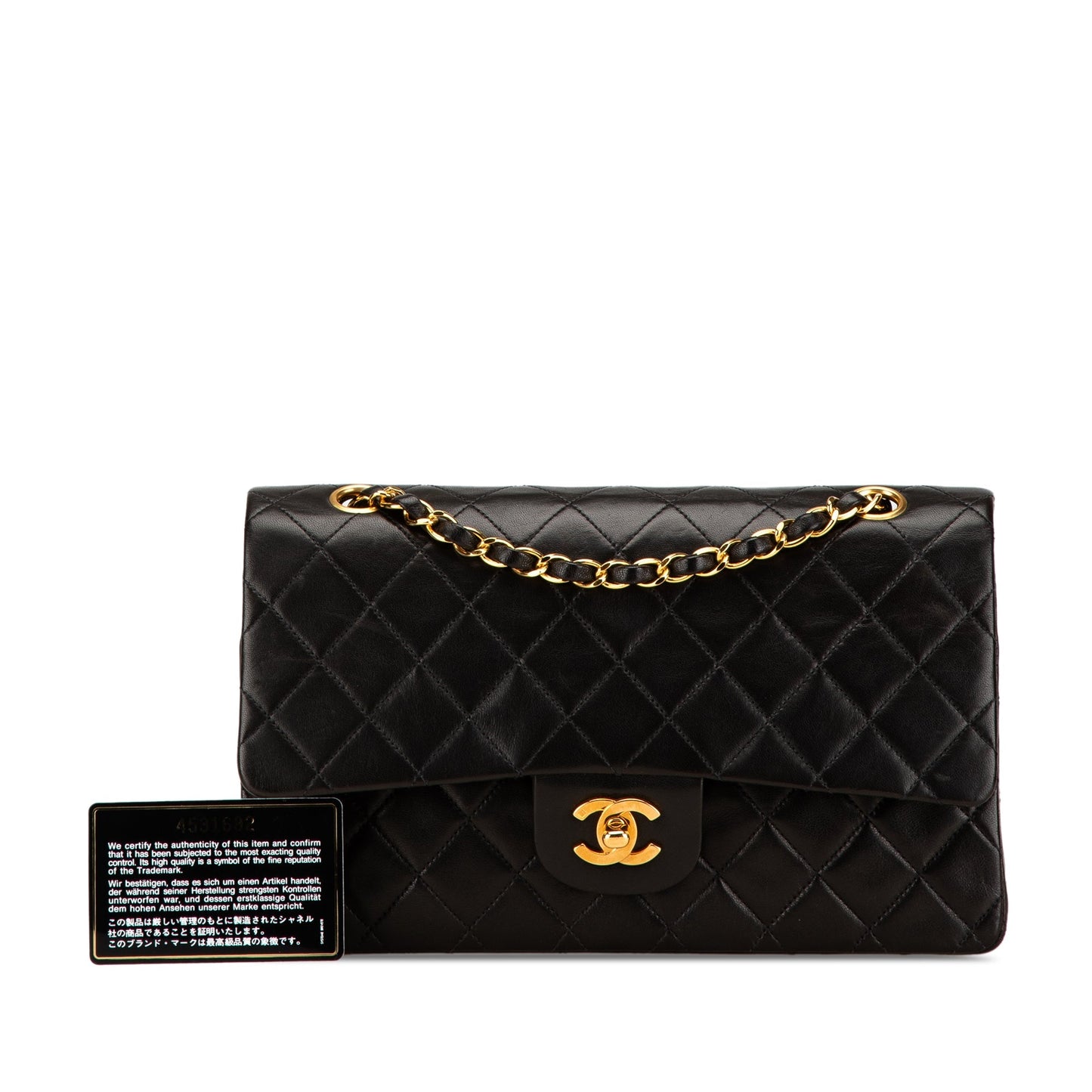 Black Chanel Medium Classic Lambskin Double Flap Shoulder Bag