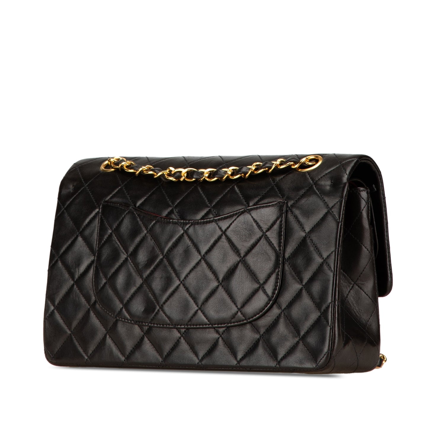 Black Chanel Medium Classic Lambskin Double Flap Shoulder Bag