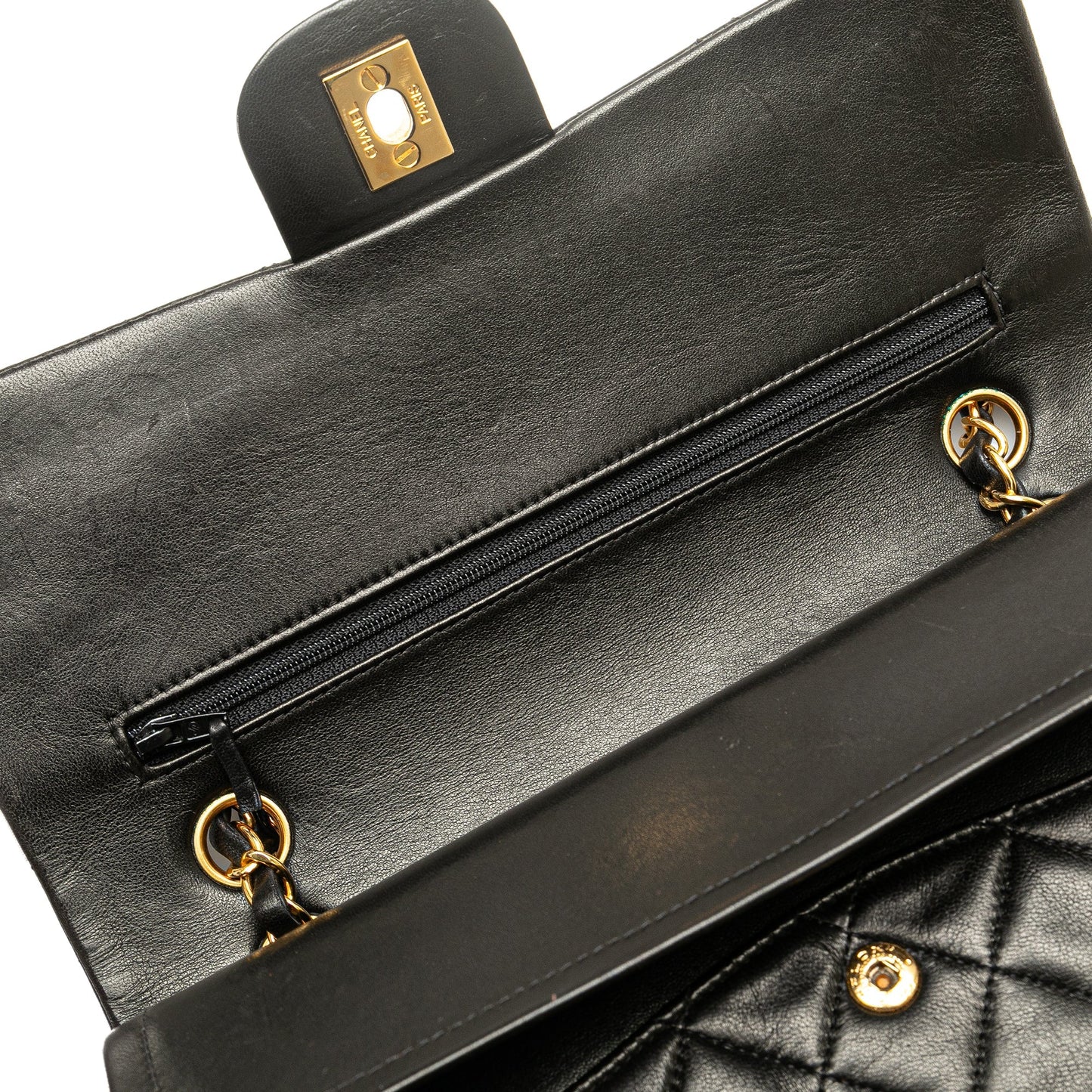 Black Chanel Medium Classic Lambskin Double Flap Shoulder Bag