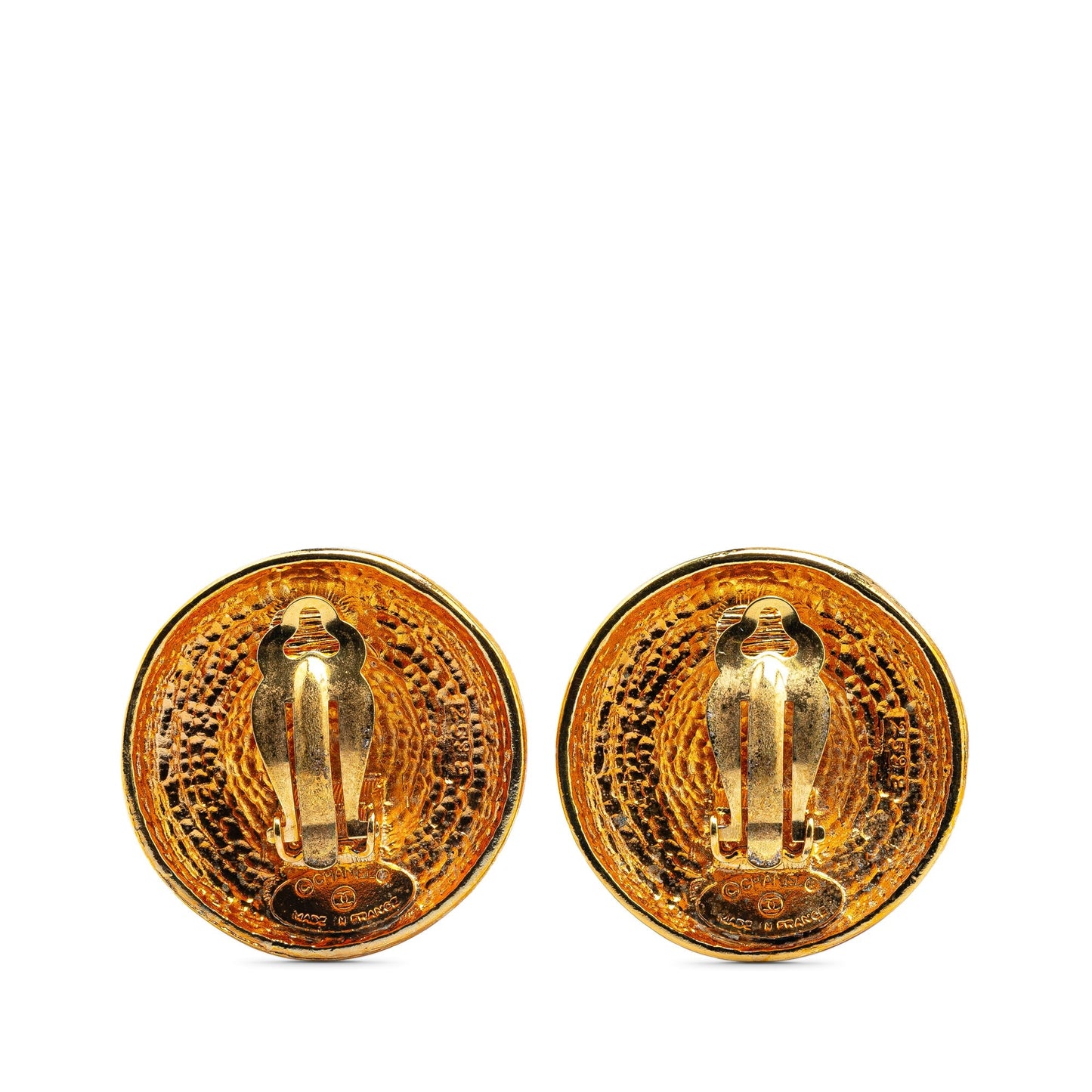 Gold Chanel Gold Plated Round Clip on Earrings