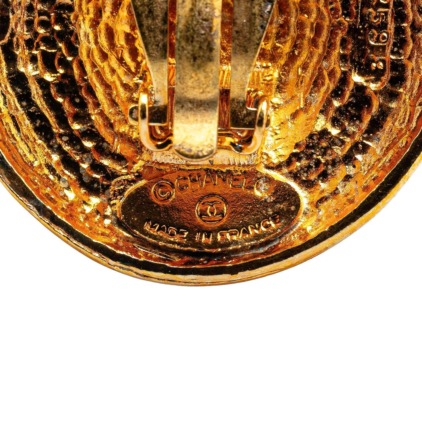 Gold Chanel Gold Plated Round Clip on Earrings