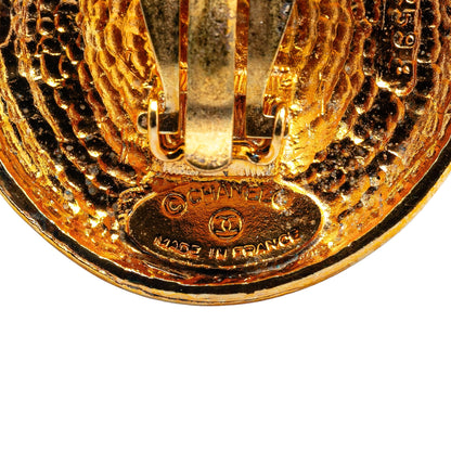 Gold Chanel Gold Plated Round Clip on Earrings
