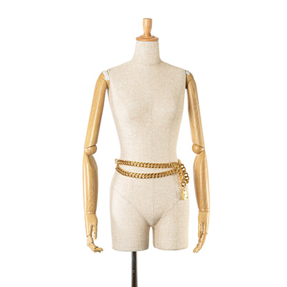 Gold Chanel Gold Plated No. 5 Perfume Bottle Charm Chain Link Belt