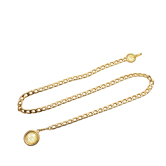 Gold Chanel Gold Plated Medallion Chain Belt