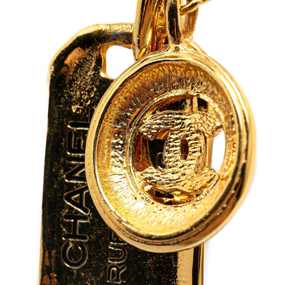 Gold Chanel Gold Plated CC Round and Rue Cambon Pendant Necklace