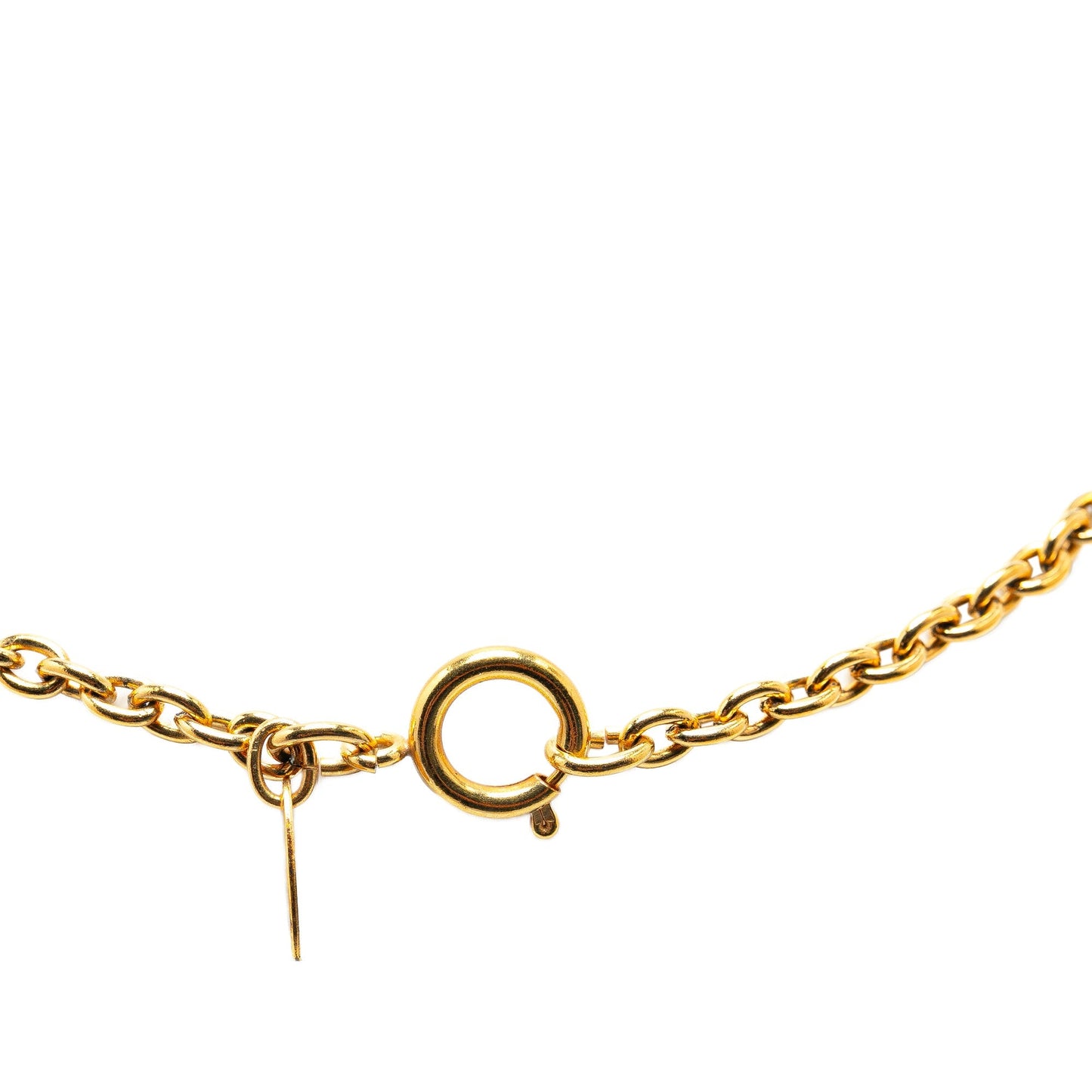 Gold Chanel Gold Plated CC Round and Rue Cambon Pendant Necklace