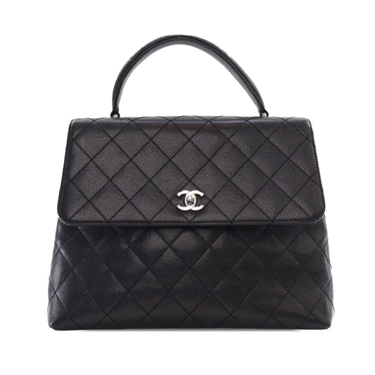 Black Chanel Caviar Kelly Top Handle Bag