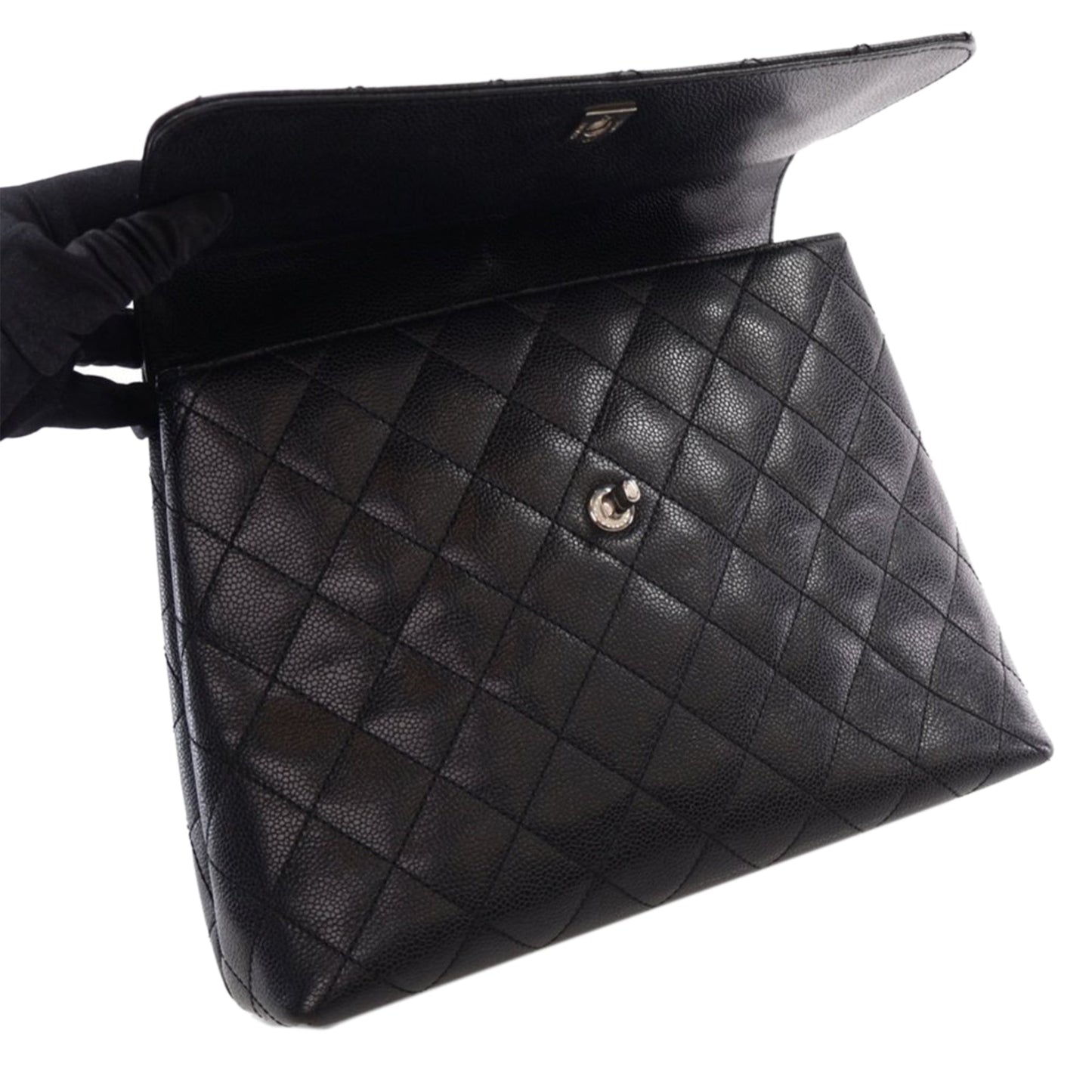Black Chanel Caviar Kelly Top Handle Bag
