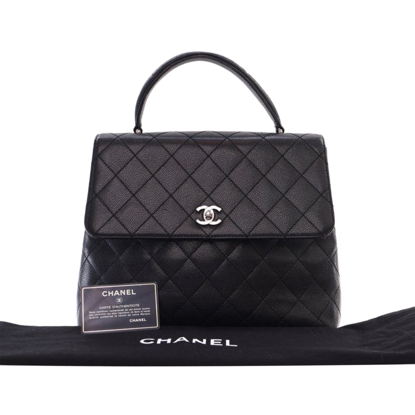 Black Chanel Caviar Kelly Top Handle Bag