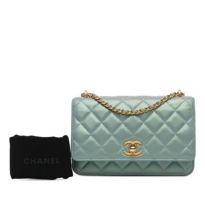 Blue Chanel Lambskin Trendy CC Wallet On Chain Crossbody Bag