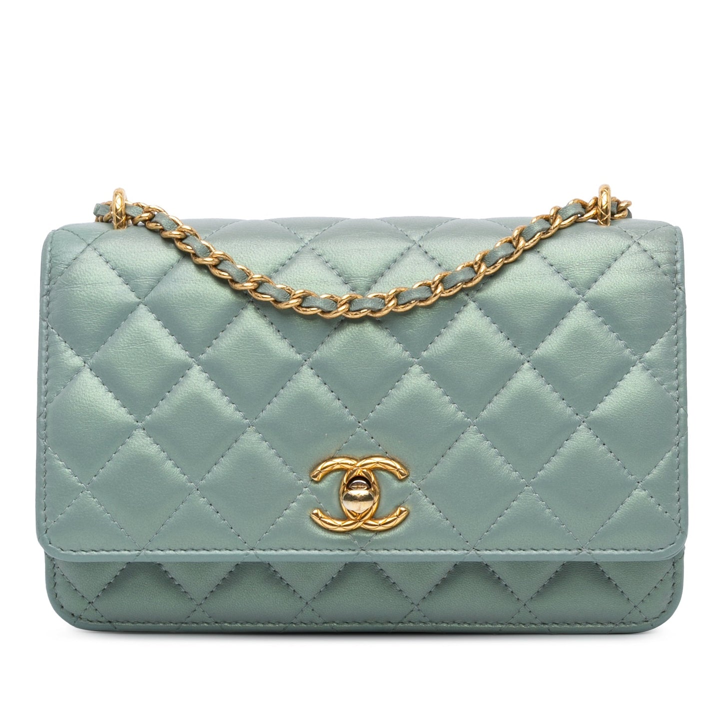 Blue Chanel Lambskin Trendy CC Wallet On Chain Crossbody Bag