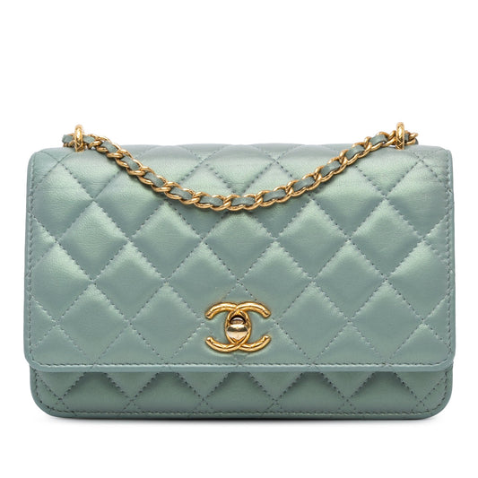 Blue Chanel Lambskin Trendy CC Wallet On Chain Crossbody Bag