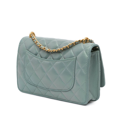 Blue Chanel Lambskin Trendy CC Wallet On Chain Crossbody Bag