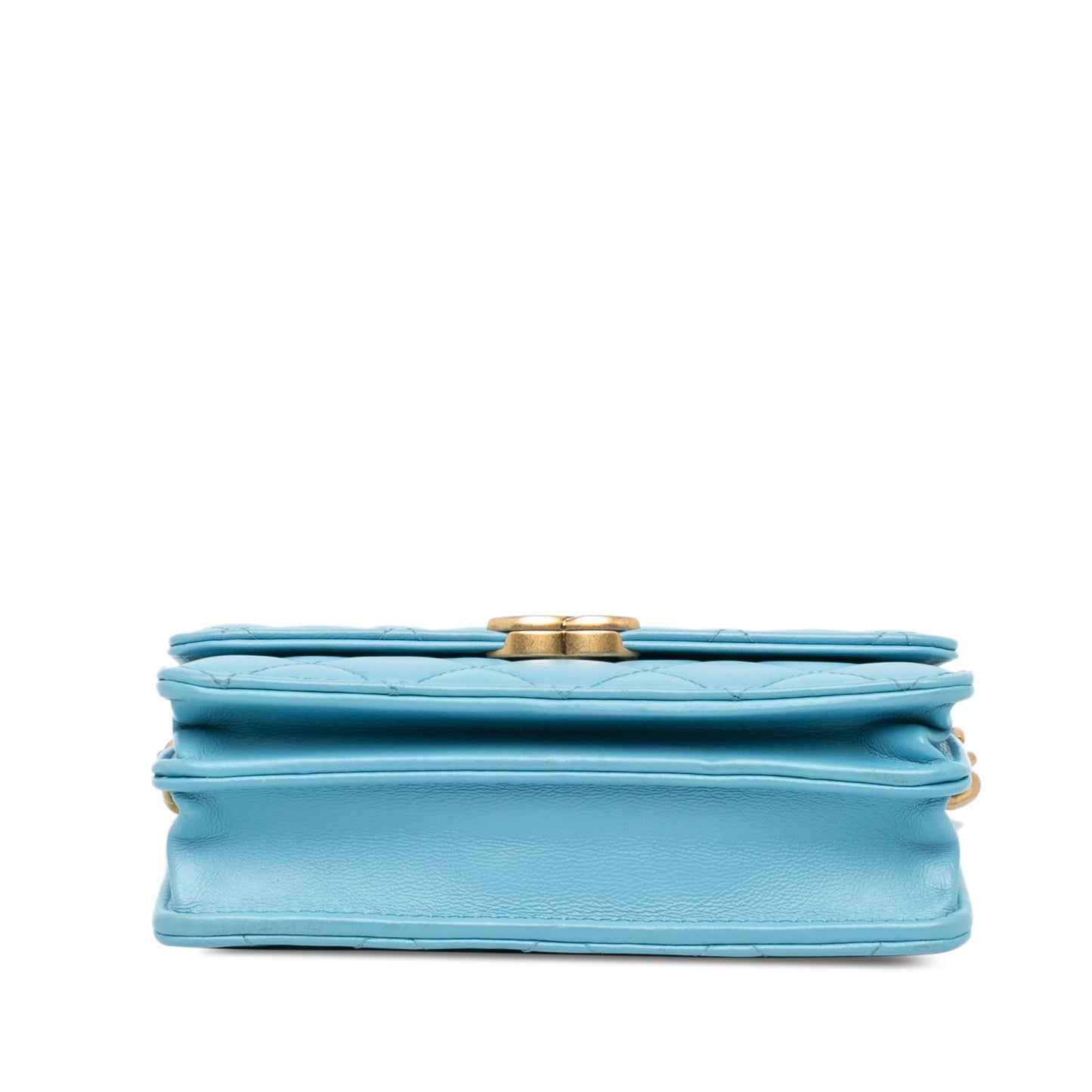 Blue Chanel Quilted Lambskin Candy Chain Wallet Crossbody Bag