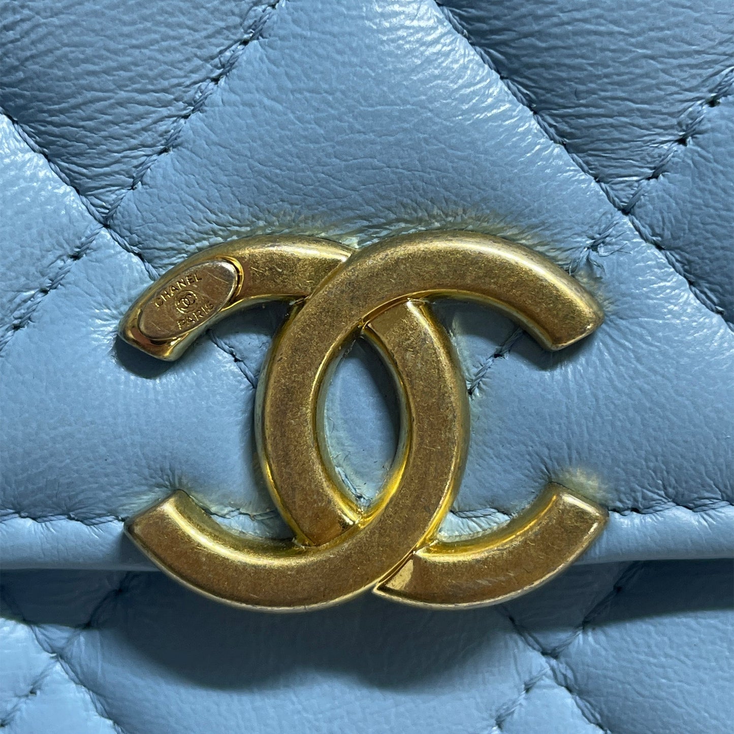 Blue Chanel Quilted Lambskin Candy Chain Wallet Crossbody Bag