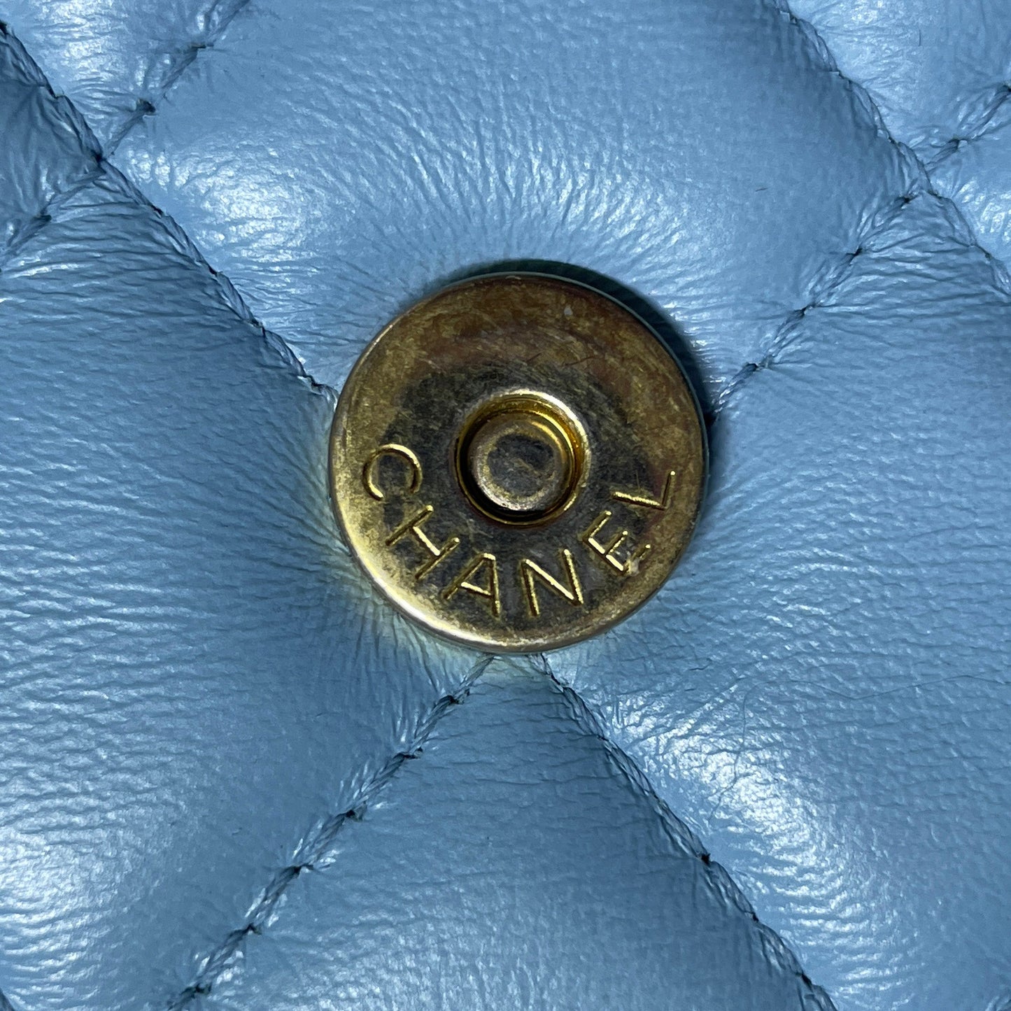 Blue Chanel Quilted Lambskin Candy Chain Wallet Crossbody Bag