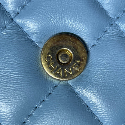 Blue Chanel Quilted Lambskin Candy Chain Wallet Crossbody Bag