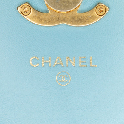 Blue Chanel Quilted Lambskin Candy Chain Wallet Crossbody Bag