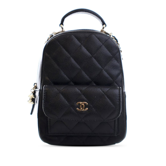 Black Chanel Mini CC Quilted Caviar Leather Backpack