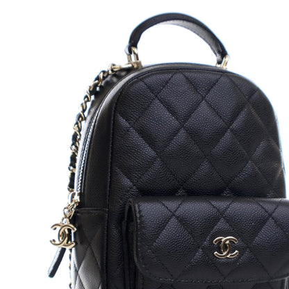 Black Chanel Mini CC Quilted Caviar Leather Backpack