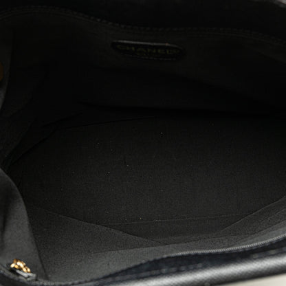 Black Chanel Caviar Tortoise Top Handle Tote