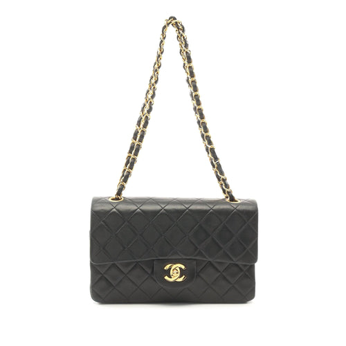 Black Chanel Small Classic Lambskin Double Flap Shoulder Bag