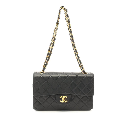 Black Chanel Small Classic Lambskin Double Flap Shoulder Bag