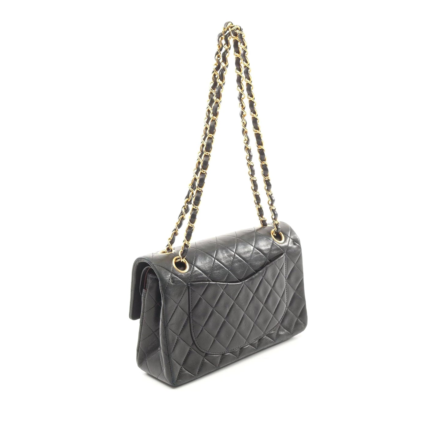 Black Chanel Small Classic Lambskin Double Flap Shoulder Bag