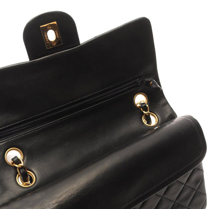 Black Chanel Small Classic Lambskin Double Flap Shoulder Bag