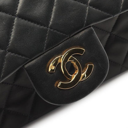 Black Chanel Small Classic Lambskin Double Flap Shoulder Bag