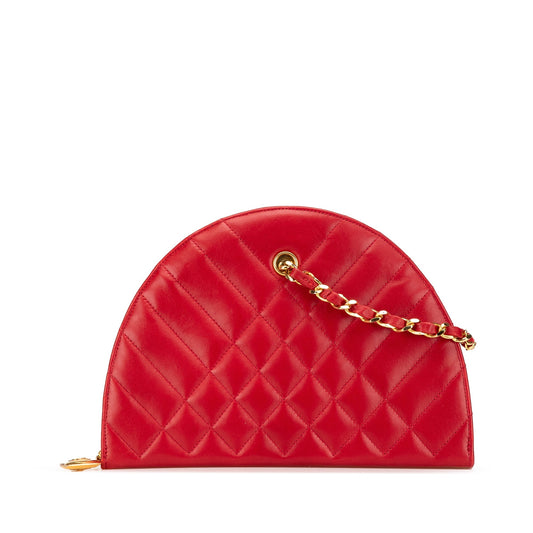 Chanel Sac Quilted Lambskin Half Moon Chain Shoulder Bag
