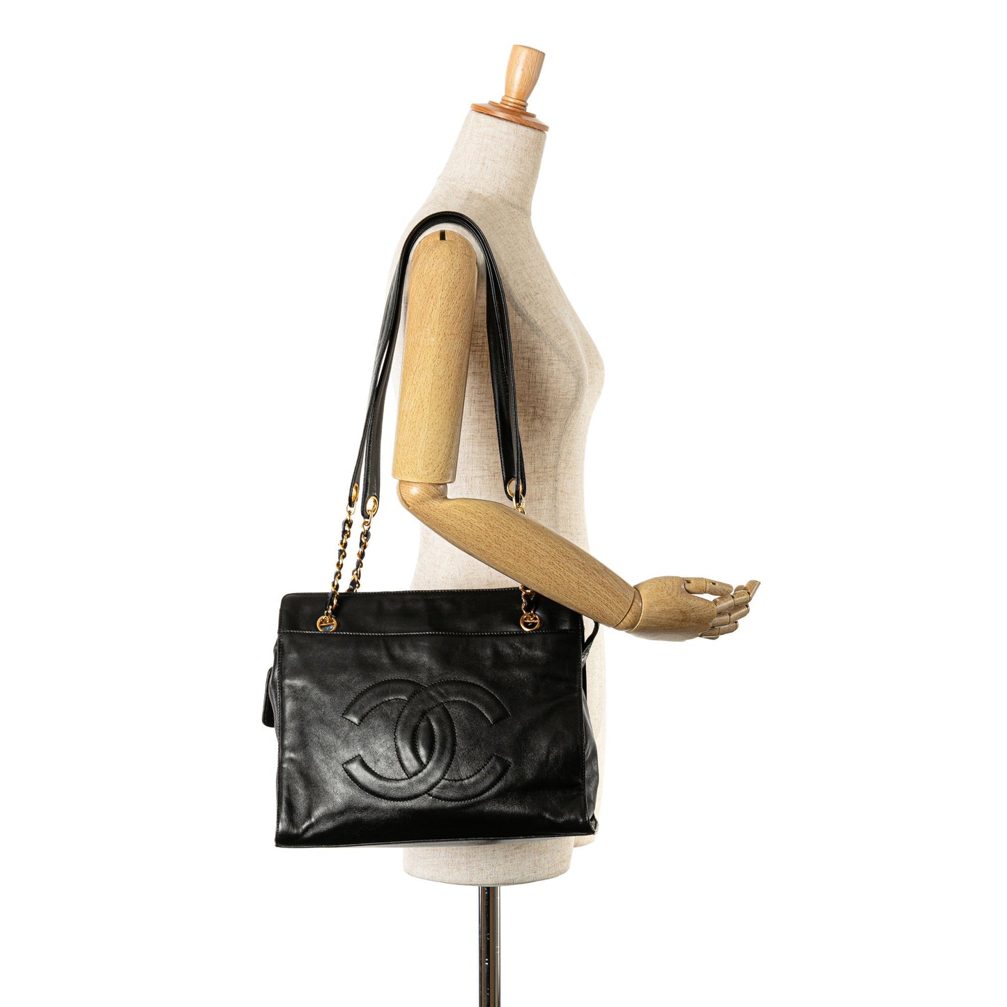 Black Chanel CC Lambskin Chain Tote