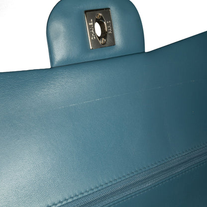 Blue Chanel Jumbo Classic Lambskin Double Flap Shoulder Bag